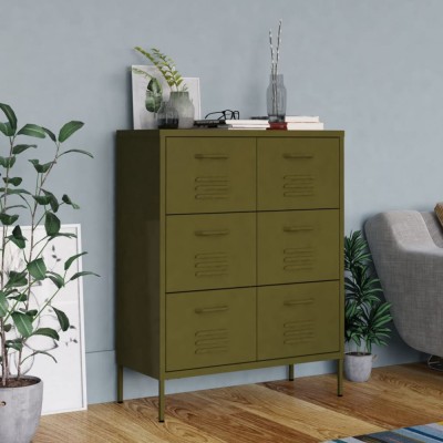Gossi dulap cu sertare, verde masliniu, 80x35x101,5 cm, otel foto