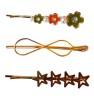 Set 3 Agrafe Păr Aurii: Stea, Infinity, Flori Metalice, 6cm - Accesorii Coafură Elegante