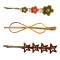Set 3 agrafe de par, Stea, Infinity, Flori, 6 cm, Auriu, 15BJ