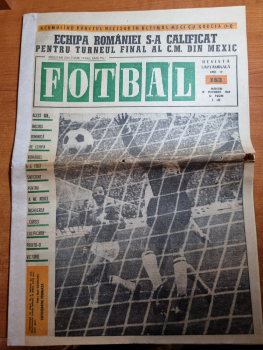 fotbal 19 noiembrie 1969-romania s-a calificat la campionatul mondial din mexic