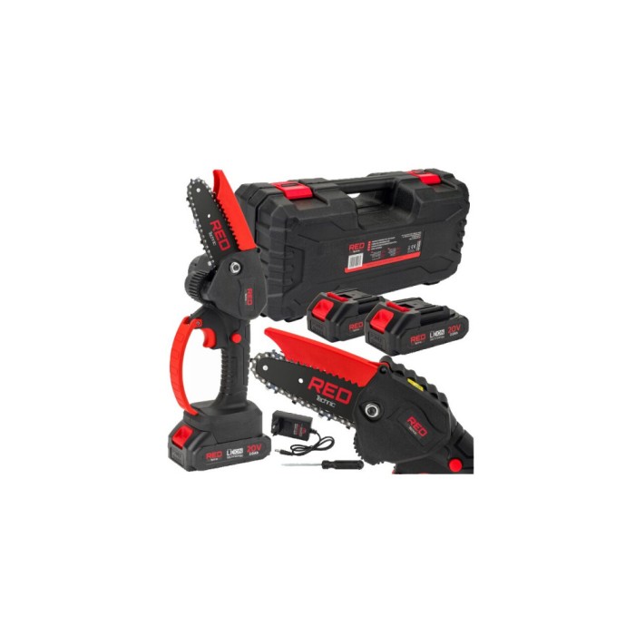 Fierastrau electric cu lant pentru taiat ramuri, cu acumulatori, 20V, 2Ah, Red Technic