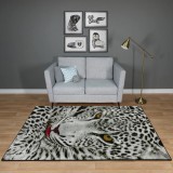 Cumpara ieftin Covor Model Leopard 11122-190, Marime 80 x 150 cm, Gri, Negru, Inaltime Fir 9 mm, Antialergic, Polipropilena, Living, Dormitor, Sufragerie, Birou