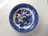 Bol / Farfurie Ad&acirc;ncă Vintage &bdquo;Blue Willow&rdquo; &ndash; Marcaj Japonia / Nippon Timpuriu &ndash; 16.5 cm