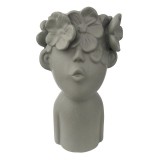 Cumpara ieftin Vaza decorativa, Bust copil cu flori, 23 cm, Gri, 467H-1