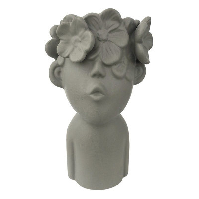 Vaza decorativa, Bust copil cu flori, 23 cm, Gri, 467H-1 foto