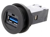 Soclu USB 22mm har-port IP20 Negru