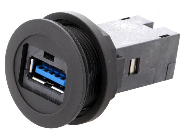 Soclu USB 22mm har-port IP20 Negru