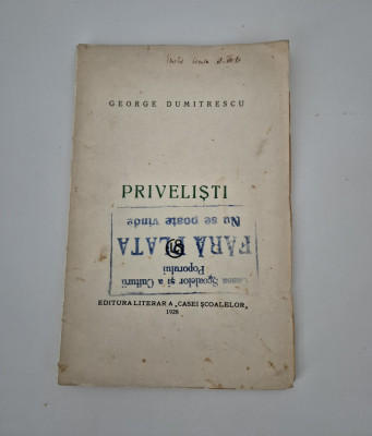Carte veche 1928 George Dumitrescu Privelisti Versuri foto