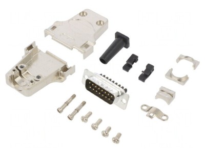 Conector D-Sub 15 pini tată drept cu terminal șurub pe cablu foto