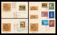 1975 Romania - 5 FDC Anul Ocrotirii Monumentelor (serie + 2 colite) LP 885, LP 886, LP 887