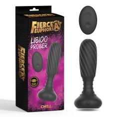 Vibrator Anal Libido Prober Remote Control, 10 Moduri Vibratii si Rotatii, Silicon, USB, Negru, 14 cm