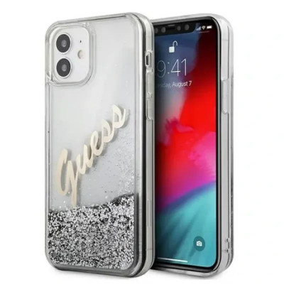 Husa Guess pentru iPhone Hard Glitter Vintage iPhone 12 Pro Max Argintiu foto