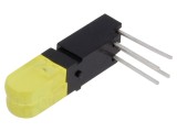 LED Galben cu 2 Diode 20mA 100&deg; 25-50mcd