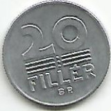 No(4) moneda- Moneda 20 Filler - UNGARIA, anul 1977