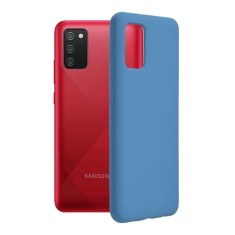 Husa Samsung Galaxy A02S Silicon Albastru Slim Mat cu Microfibra SoftEdge