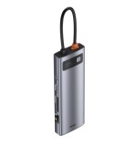 DOCKING Station Baseus Metal Gleam,conectare PC USB-C,USB 3.0x3, SDx1,MicroSDx1,USB-Cx1 PD 100W HDMIx1/4K/30Hz,VGA x 1/Full HD,RJ-45 Gigabitx1,gri &quot;CA