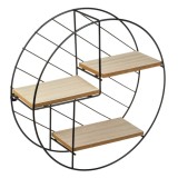Raft rotund decorativ suspendat, 3 nivele, lemn natural și metal, &Oslash;30x9cm, CMCLASS