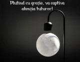 Lampa de Veghe, Luna care Leviteaza si Incarcator Wireless, Control tactil ON/OFF, Sursa de Lumina LED Magnetica, Negru