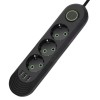 Prelungitor 3 prize cu intrerupator, 3 x USB, 3M, 2500 W, protector de supratensiune, negru