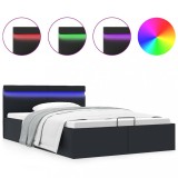 Cumpara ieftin Cadru pat hidraulic lada cu LED negru 120x200cm piele ecologica