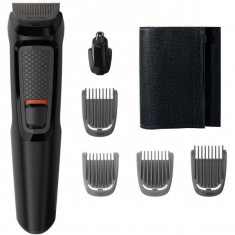 Kit de ingrijire 6 in 1 Philips Multigroom MG3710/15, fara fir, Lame cu ascutire automata, 4 piepteni, Negru foto