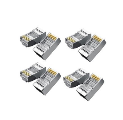 Set 100x mufe retea, conector metalic, UTP, 8 contacte, RJ45 CAT6 - Alb foto