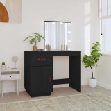 Cumpara ieftin Măsuță de toaletă cu LED, negru, 95x50x133,5 cm, lemn masiv pin