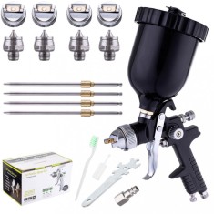 Pistol de pulverizare 4x duza hvlp 1.4 1.7 2.0 2.5 mm pentru vopsire neagra foto