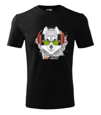 Tricou Personalizat I Love Music cu Lup si Casti - Design Modern si Original