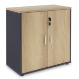 Cumpara ieftin Biblioteca Lotus din stejar - culoare gri inchis 80x40x80cm