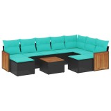 Cumpara ieftin Set canapele de gradina cu 10 piese si perne, poliratan negru