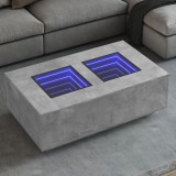 VidaXL Măsuță de cafea cu LED infinity, gri beton, 116x69x40 cm