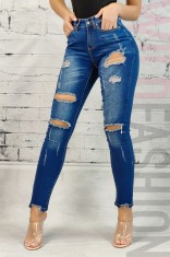 W737RR-444 Blugi skinny cu buzunare si taieturi