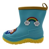 Cizme de ploaie pentru copii, cu design animat 3D, model scurt, din cauciuc, Albastru azur, 33