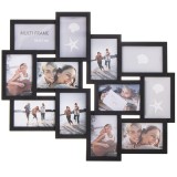 Rama foto de perete, colaj de 12 fotografii, 50x59cm, negru Household NewTrend