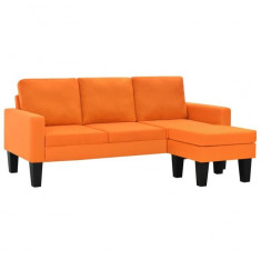 Canapea 3 locuri, cu taburet, material textil, portocaliu foto