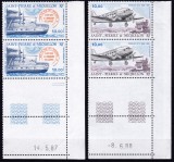 DB1 St. Pierre &amp; Miquelon Transporturi 1987 - 88 Vapor Avion 4 v. MNH, Nestampilat