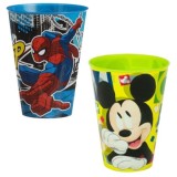 Set 2 Pahare din Plastic cu Mickey Mouse si cu Spiderman, fara BPA, 430 ML, Multicolor