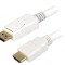 Cablu DisplayPort la HDMI 2m Alb