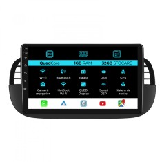 Navigatie Android Dedicata Fiat 500 (2007 - 2015), 9Inch, 1Gb Ram, 32Gb Stocare, Carplay
