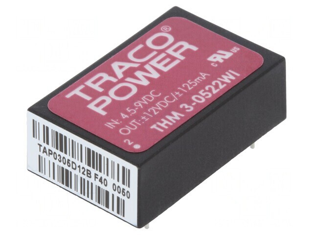 Convertor DC/DC 3W 4,5-9V la 12V/&plusmn;12V THM 3-0522WI