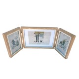 Rama foto lemn 3 poze, cu balamale, maro, 50x17 cm