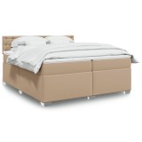 vidaXL Pat continental cu saltea, cappuccino, 200x200 cm, piele eco 3288439