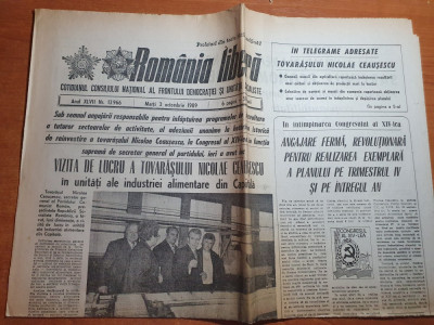 romania libera 3 octombrie 1989-articol mina deva,ceausescu vizita prin capitala foto