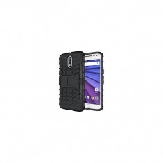 Husa Iberry Hybrid Panzer cu Suport Birou Neagra Pentru Motorola Moto G4,G4 Plus