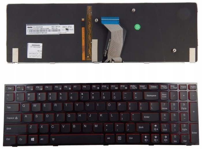 Tastatura laptop pentru Lenovo Y500 Y510P taste rosii cu rama