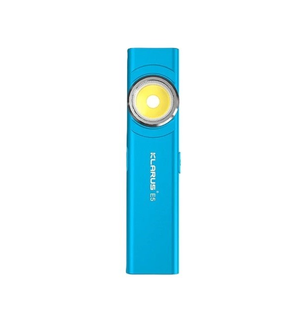 Lanterna EDC Klarus E5, 600 lm, baza magnetica, clips, incarcare USB-C, EDC, dublu LED pentru apropiere si distanta, cyan