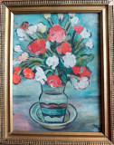 Cumpara ieftin Tablou cu flori &ndash; pictură şcoală rom&acirc;nească &icirc;n ulei 1976, Impresionism