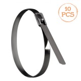 Coliere Cabluri Metalice, Inoxidabil 304, Rezistență Temperatură -100~+300║C, Set 10 Bucăți, 200x4.6mm, Oem