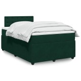 vidaXL Pat box spring cu saltea, verde &icirc;nchis, 120x190 cm, catifea 3290001